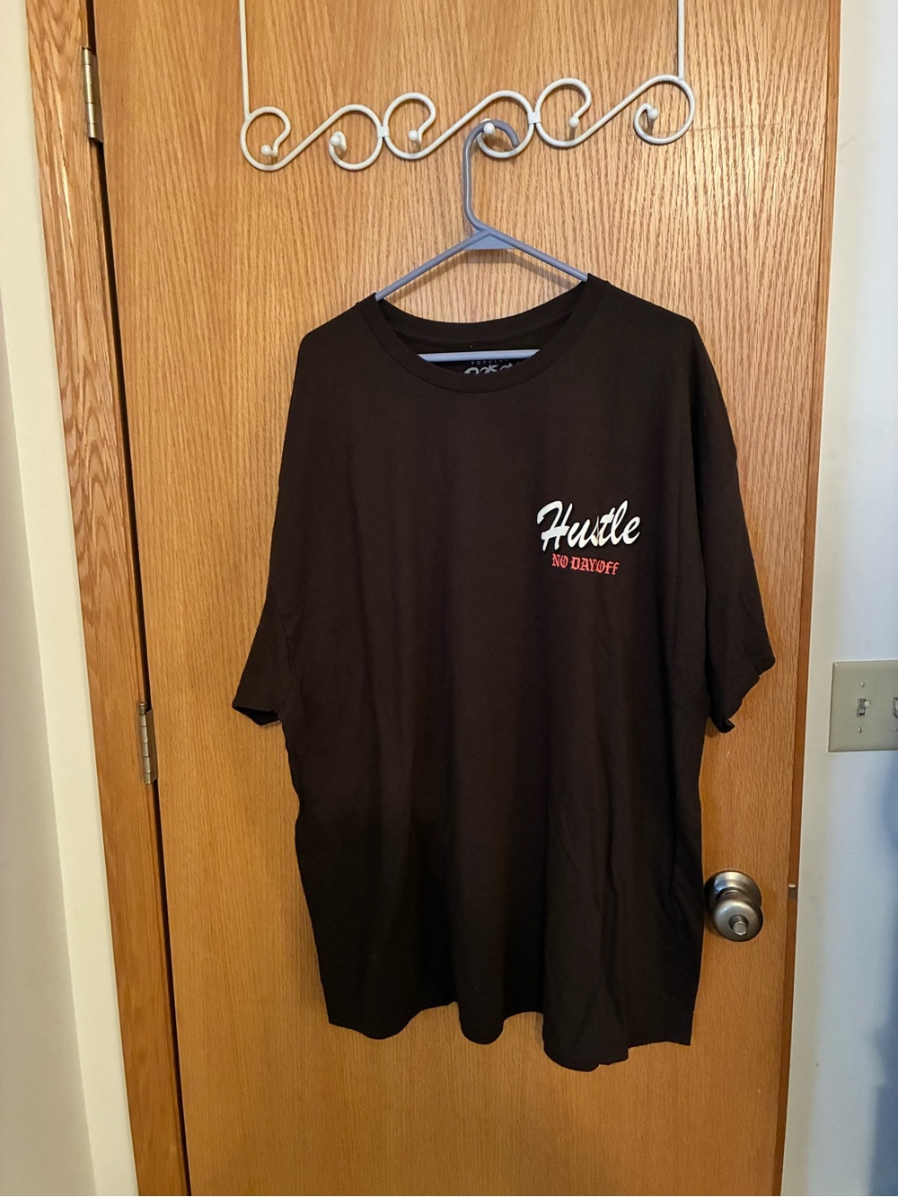 Hustle No Day Off Brown Graphic Short Sleeve Tee